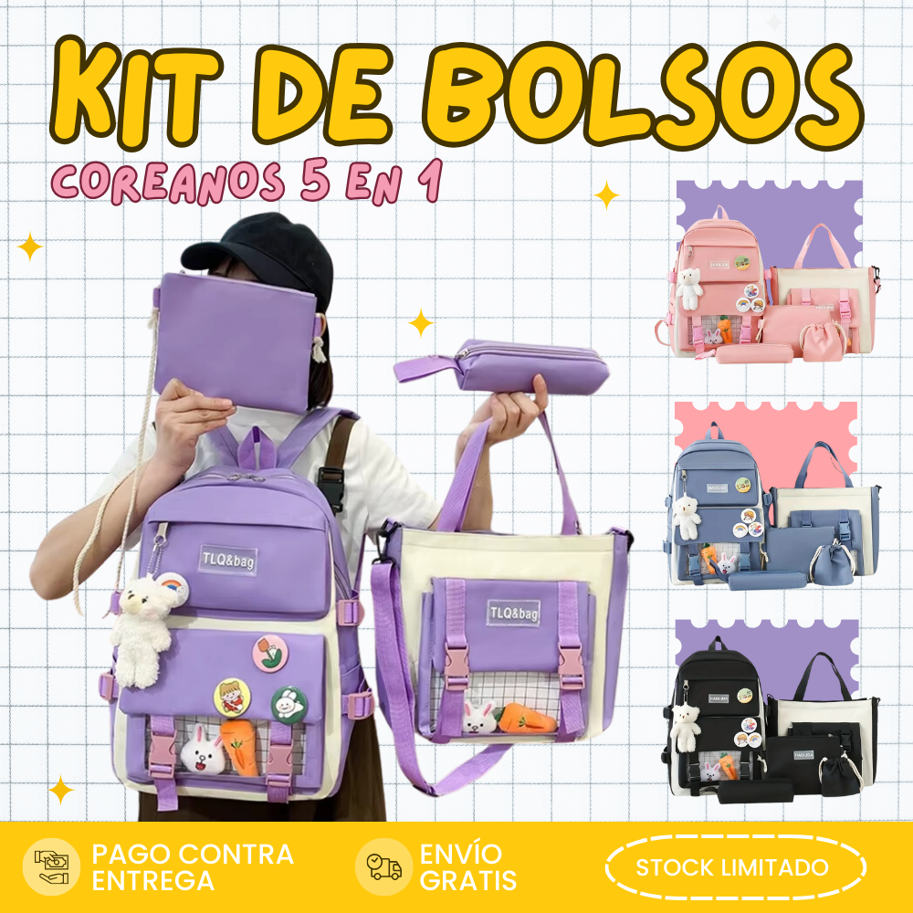 Kit de Bolsos Coreanos Kiut 5 En 1 | 50% De Descuento + Envío Gratis