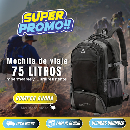 SPORT 75 LITROS | MOCHILA DE VIAJE GRANDE IMPERMEABLE Y ULTRARESISTENTE