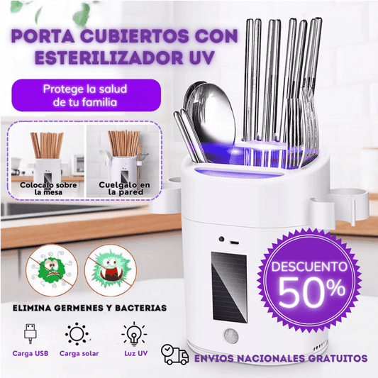 PORTA CUBIERTOS CON ESTERILIZADOR UV