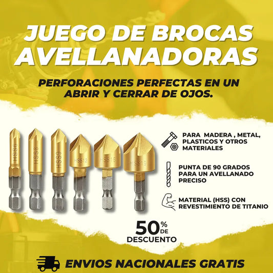 JUEGO DE BROCAS AVELLANADORAS X6