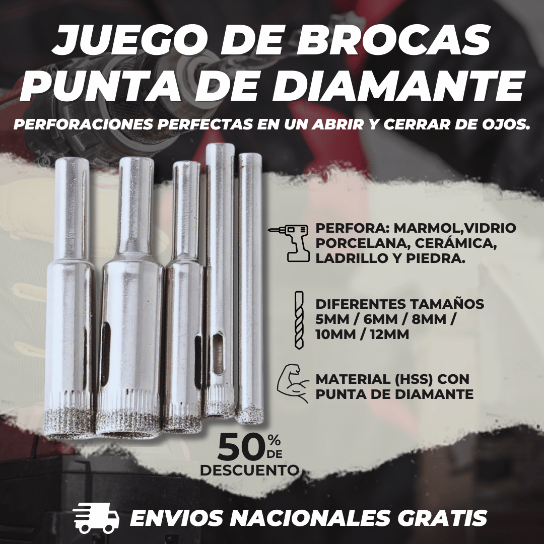 JUEGO DE BROCAS PUNTA DE DIAMANTE X5