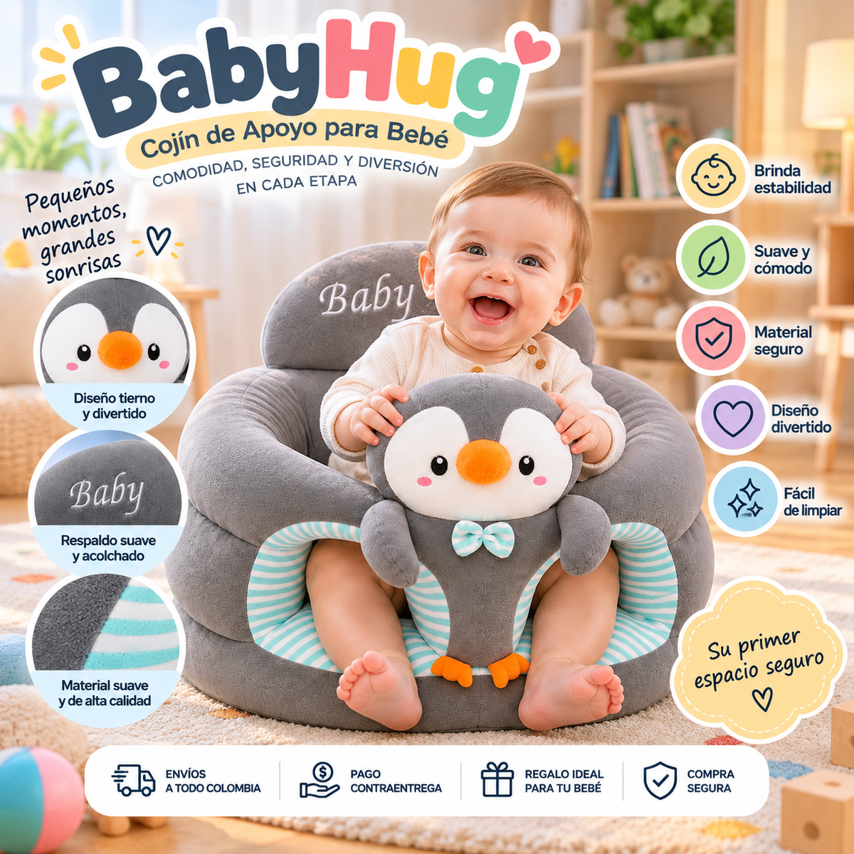 BabyHug | Cojín de Apoyo para Bebé + Envío Gratis