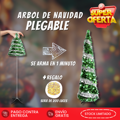 ARBOLFLEX - Árbol Navideño Plegable + Regalo: Serie 200 bombillos | Envío Gratis