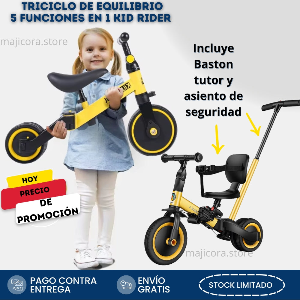 TRICICLO DE EQUILIBRIO Modelo 3 EN 1  y  5 EN 1  KidRider + Guía Educativa