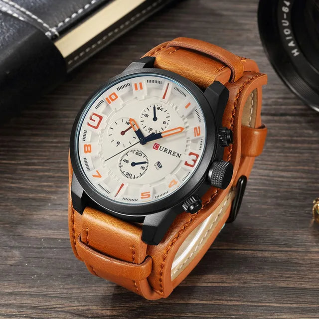 Reloj de Cuero Curren para hombres ( PROMOCION RELOJ CAFE CAFE )