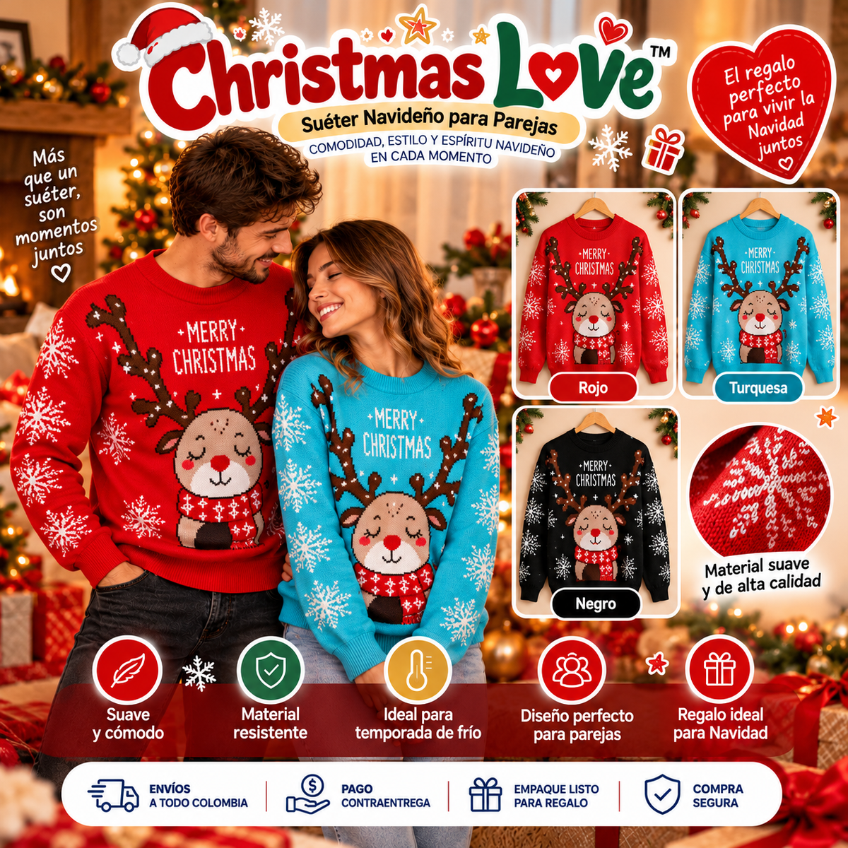 Christmas Love | Suéter Navideño Calidad Premiun + Envío Gratis