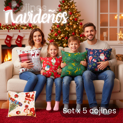 ¡Renueva tu sala esta Navidad! | Set x 5 Cojines Navideños + Envío Gratis