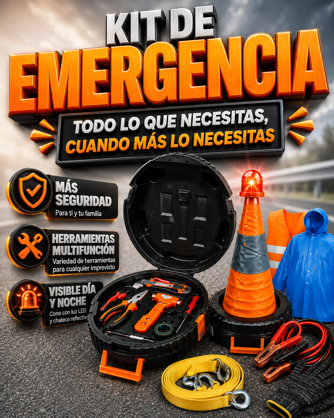 KIT DE EMERGENCIA PARA CARRETERA 14 EN 1