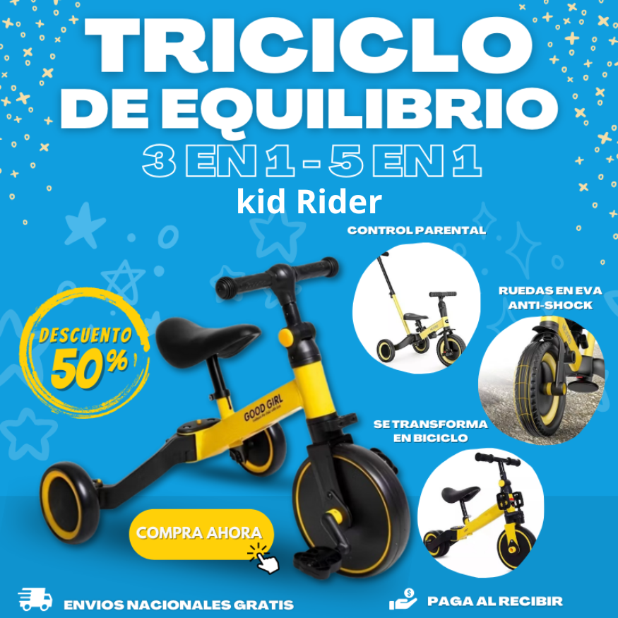 TRICICLO DE EQUILIBRIO Modelo 3 en 1  y modelo 5 en 1 KidRider. ( ULTIMAS UNIDADES)