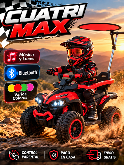 CUATRIMAX X4 | Cuatrimoto Eléctrica Infantil con Control Parental, Bluetooth, Música y Luces.