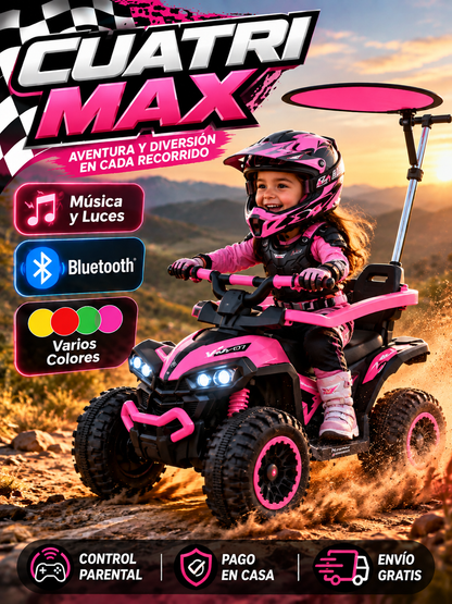 CUATRIMAX X4 | Cuatrimoto Eléctrica Infantil con Control Parental, Bluetooth, Música y Luces.