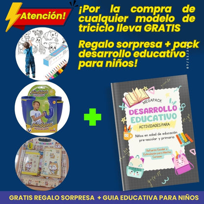 TRICICLO DE EQUILIBRIO Modelo 6 EN 1  KidRider + Regalo Gratis + Guía Educativa (Copia)