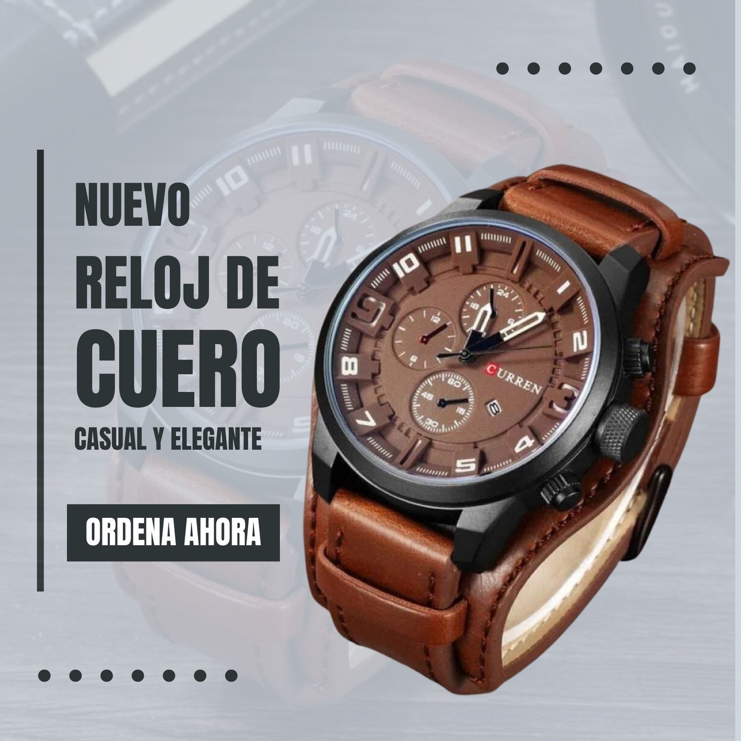 Reloj de Cuero Curren para hombres ( PROMOCION RELOJ CAFE CAFE )