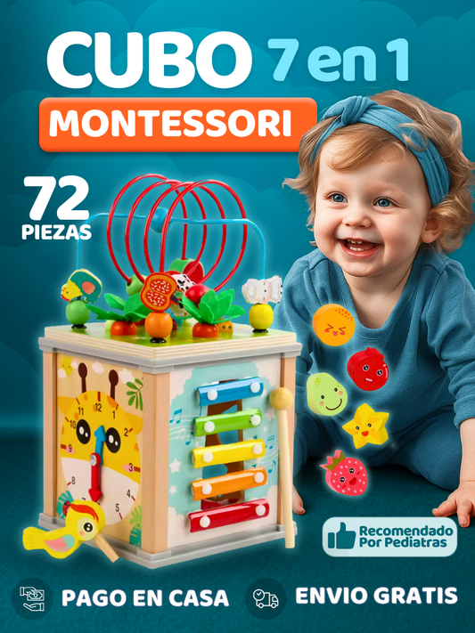 ¡Tu bebé aprende mientras juega! | 7 en 1 Juguete Cubo de Actividades Montessori
