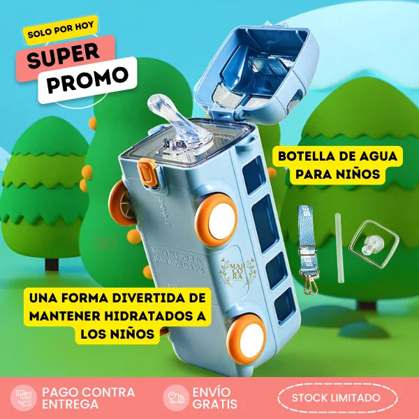 Botella de agua con forma de bus para niños