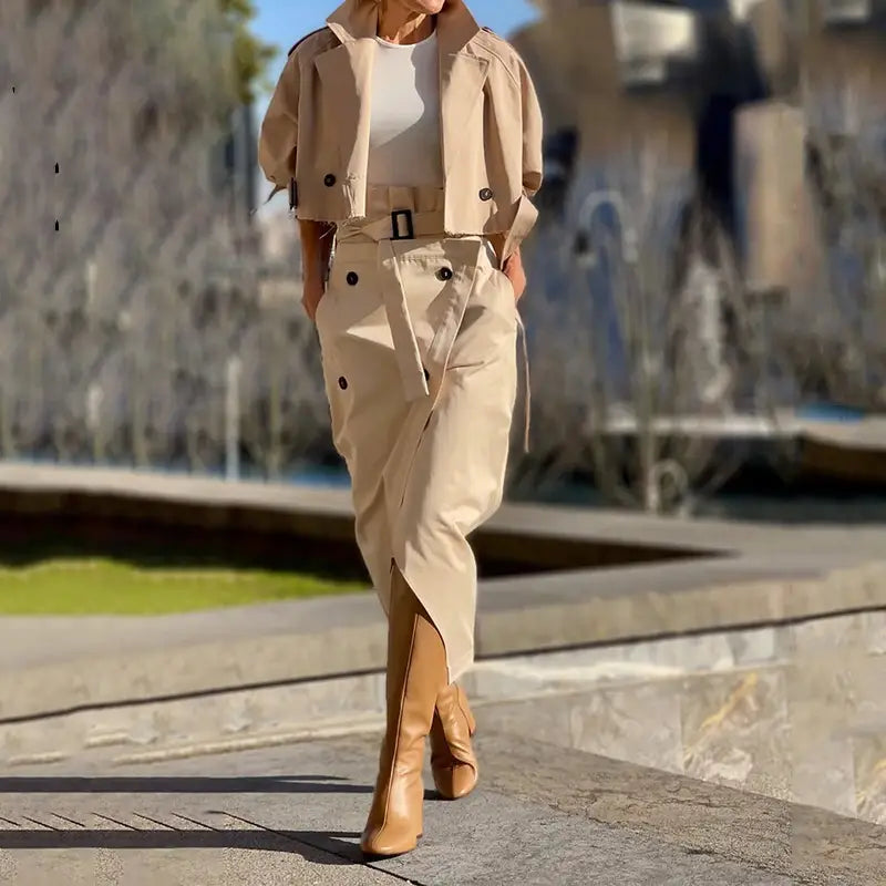 ¡Elegancia sin esfuerzo! | Conjunto Gabardina Elegante + Envío Gratis