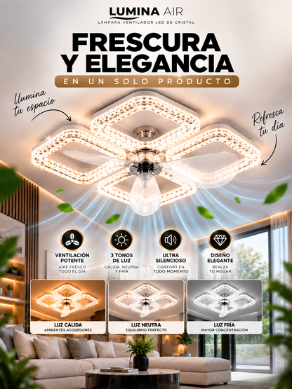 LUMINA AIR | Lámpara Ventilador de Cristal Led