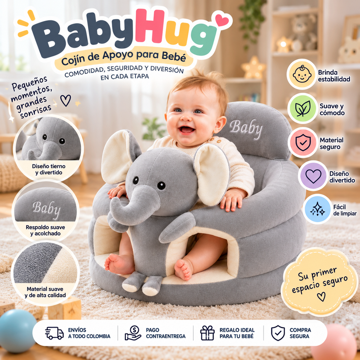 BabyHug | Cojín de Apoyo para Bebé + Envío Gratis