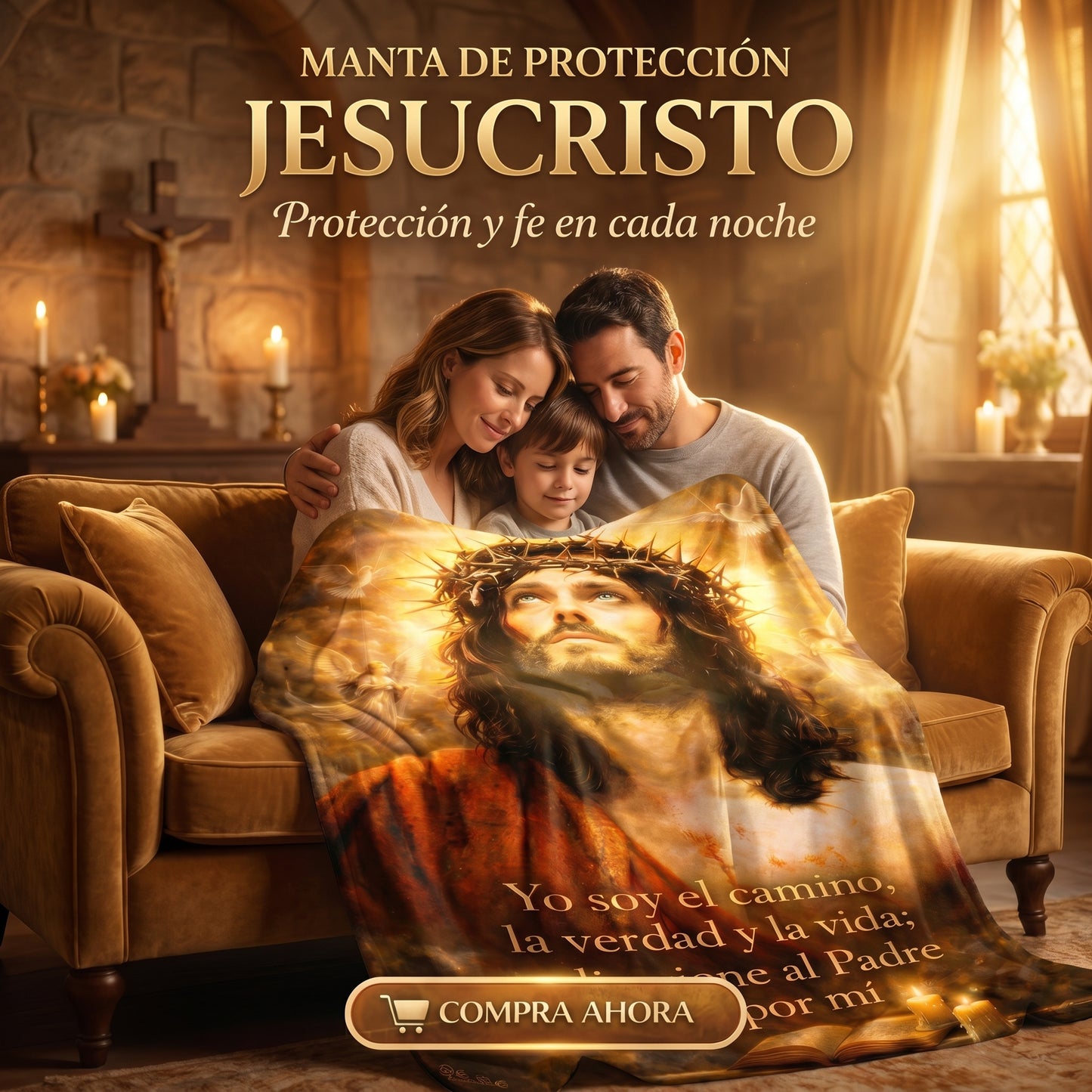 Manta de protección JESUCRISTO Yo soy el camino (130 x 90 cm)
